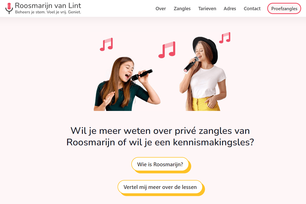 portfolio WordPress project Roosmarijn van Lint voorbeeld