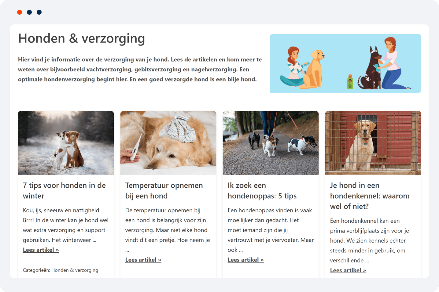 portfolio WordPress project Gelukkige Honden voorbeeld 2